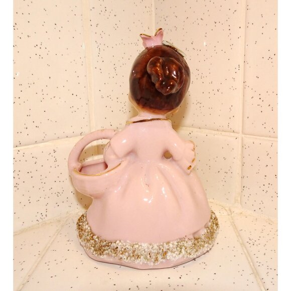 Vintage Ucagco Ceramic Women in Pink Dress w/ Basket Figurine antique lady - Picture 8 of 16